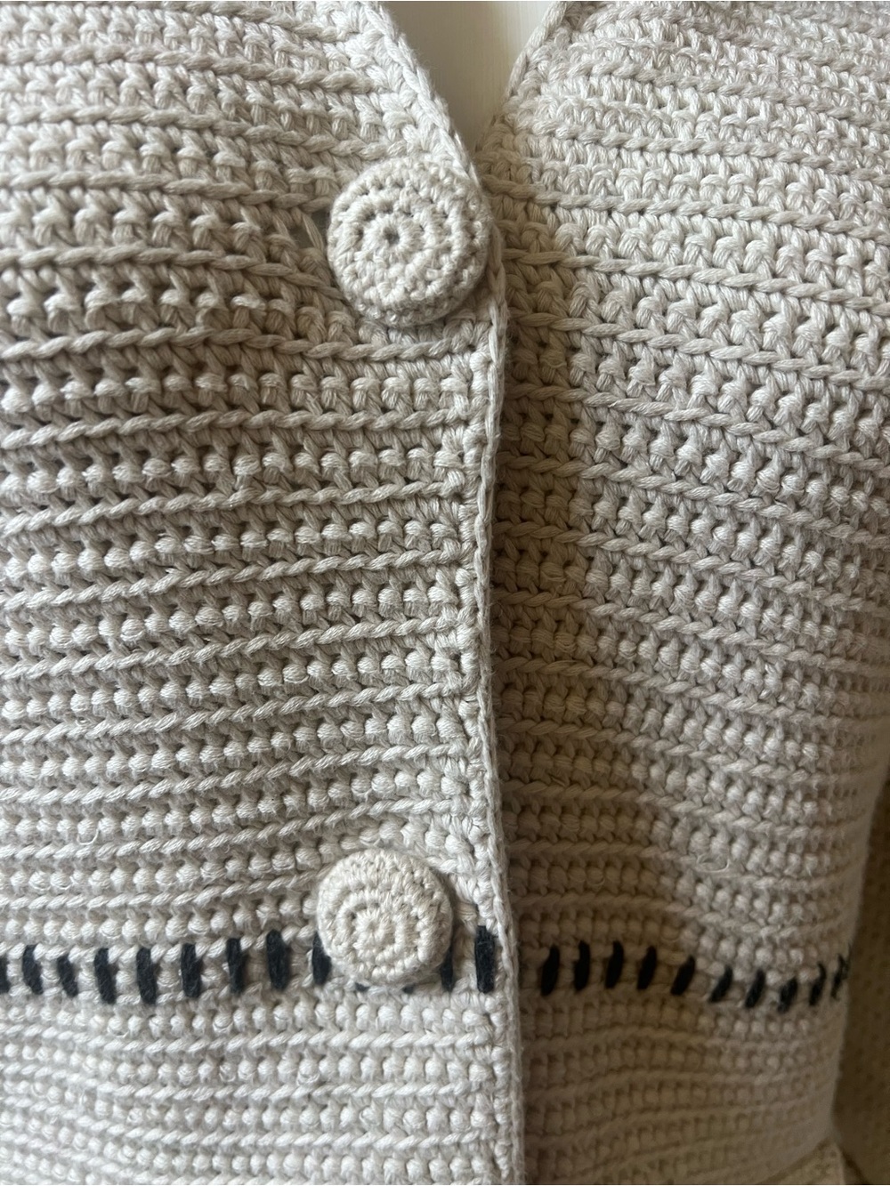 Odd Molly Cream Crochet Button-Front Women's Sweater Coat GUC Large - Picture 6 of 16